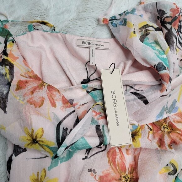 Bcbgeneration Aloha Floral Maxi Dress Pink NWT Size S - Picture 8 of 13